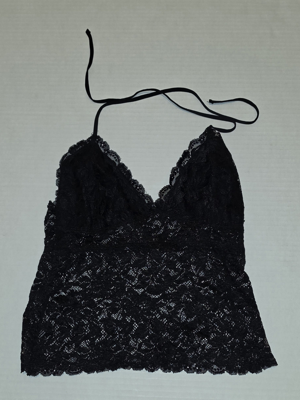 Moda International Black Lace Halter Camisole Top Sz Sm